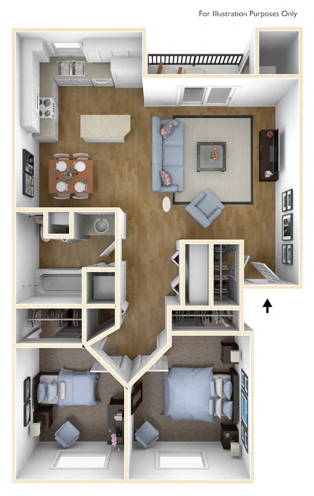 Two Bed One Bath B floor plan